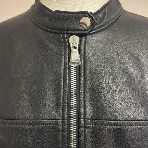 SPANX II Moto Luxe Black Leather Jacket